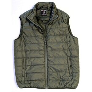 Raw 7 Design Mens Puffer Vest Olive Green XXL Full Zip Waterproof Quilted Jacket